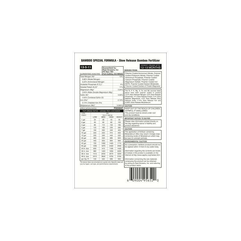 Bamboo Special 12 Month Control Release 13-5-11 High Nitrogen Fertilizer