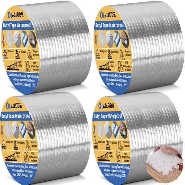 Oleitodh Butyl Tape Waterproof Tape, 1.2mm Thick, 4 Rolls x