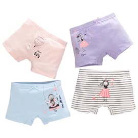 Core Pretty Little Girls Cotton Boy Shorts Toddler Panties Baby Princess Underwear (Pack of 4) (DRESSGIRL, 7-8 Years)