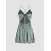 CIDER Womens Mini Dress Backless Floral V Neck Tie Back