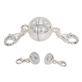 My Home Crystal - Ball Magnetic Clasp, Magnetic Clasp, 925 Silver with Strong Magnet and Shrink-Wrapped Eyelet, Sterling Silver