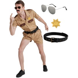 Maxim Party Supplies Men's Lieutenant Police Officer Costume - 5-Piece with Badge, Belt & Sunglasses - Deputy Sheriff Outfit (Medium)