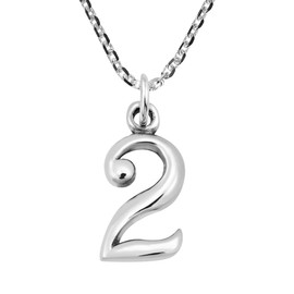 AeraVida Minimalist Classic Number 2 Pendant in .925 Sterling Silver Necklace | 1-9 Number Collection | Elegant Sterling Silver Jewelry, 18 inch, Metal, No Gemstone