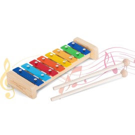 Classic Cantabile GS-8 Glockenspiel for Children - Percussion Game for Early Musical Education - Xylophone with Mallets and Colourful Chimes for Playing a Scale