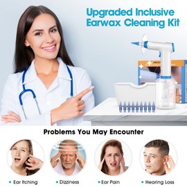 Electric Ear Wax Removal with 1080P Ear Camera, Water Powered Ear Cleaner with 4 Mode Settings, 10 Tips, Wireless Otoscope with 6 LED Lights, 8 PCS Earwax Removal Kit Set