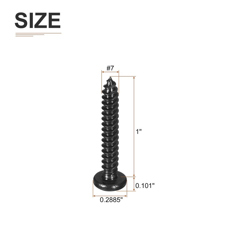 DTGN #7x1" Black Screws - 25Pack - 304 Stainless Steel