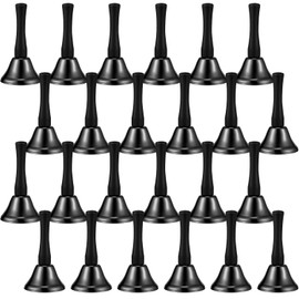 Boao 24 Pieces Hand Bells Steel Service Handbells Black Wooden Handle Diatonic Metal Bells Musical Percussion (Black)