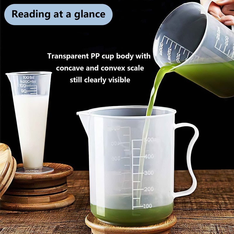 Cilindro medidor transparente, vaso medidor de plástico graduado con asa