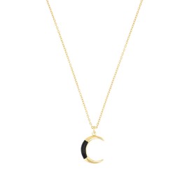 NOELANI 2038816 Women's Necklace with Pendant 925 Sterling Silver 40 + 5 cm Black Moon Comes in Jewellery Gift Box, Sterling Silver