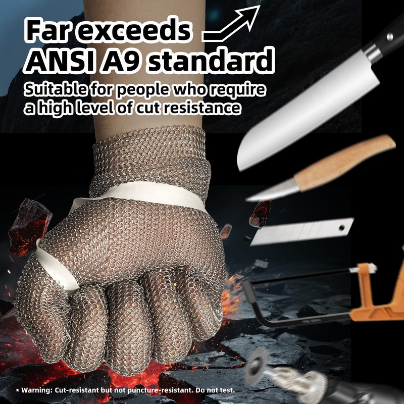Schwer A9 Cut Resistant Metal Mesh Chainmail Glove, PM5201, 1