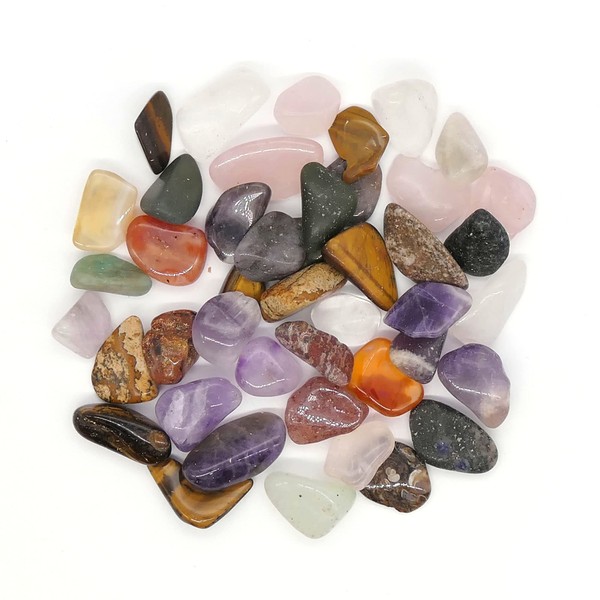 Polished Tumblestone Gemstones, Pocket Reiki, Chakra, Mineral Rocks, 100g Pack (39 to 46 Stones) Size: Small Mix 10mm - 20mm