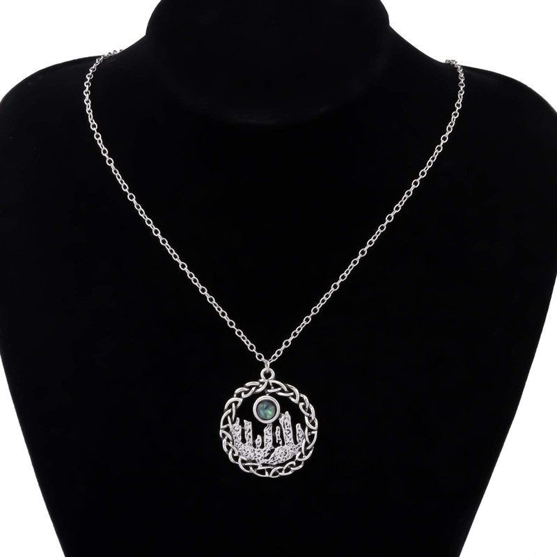 CENWA Inspired Necklace Scotland Standing Stone Pendant Necklace (green)