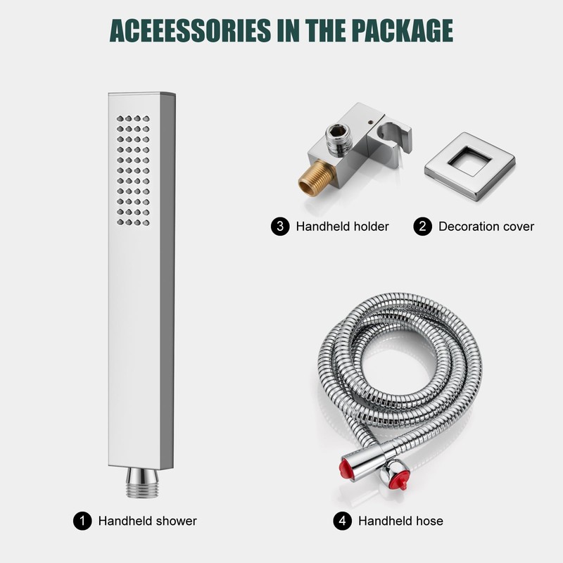 Heyalan SUS304 Stainless Steel Handheld Shower Wand High Pressure Luxury