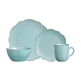Pfaltzgraff Remembrance Teal 16 Piece Dinnerware Set, Service for 4, Green, Teal