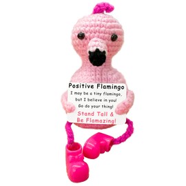 Zelaxeyi Mini Flamingo Birthday Gift for Good Friends，Positive Crochet Animal Flamingo Suitable for Graduation Season Mother's Day Teacher's Day Thanksgiving Gift, Emotional Support Doll