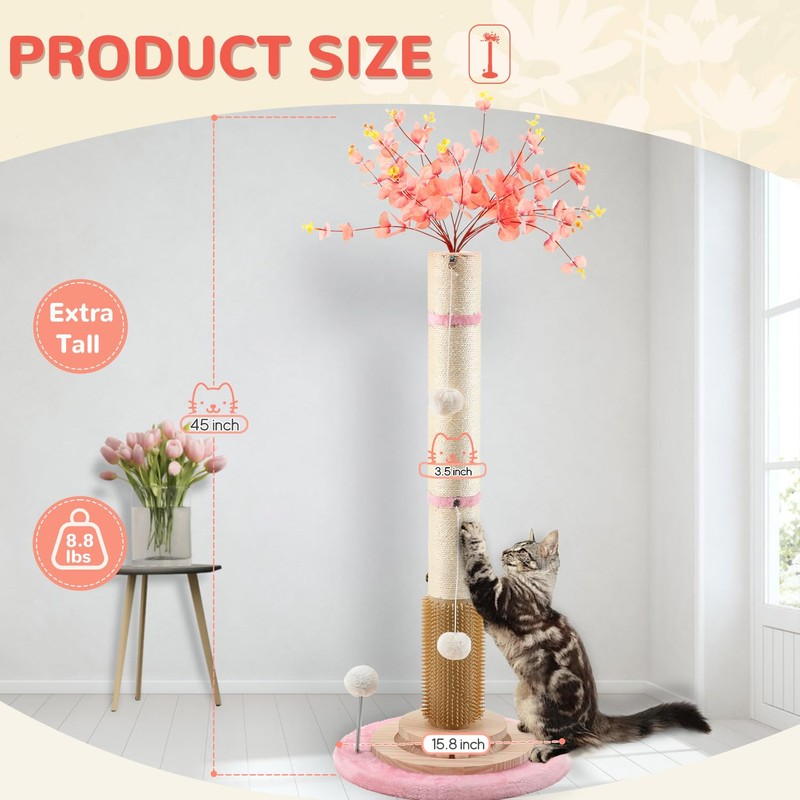 45'' Tall Cat Scratching Post,3.5Inch Diameter Sisal Rope Scratching Post
