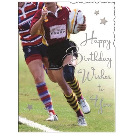 Female Birthday Card for Her - General Card for Women/Girls - Sporty Rugby Design - Special Finishes and Illustrated Insert Leaf - Made in the UK