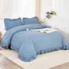 Litanika Grayish Blue King Size Comforter Set, 3 Pieces Ruffle
