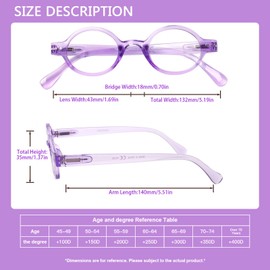 JOSCHOO 5 Pack Retro Round Reading Glasses Mini Small Comfortable Readers for Women Men (5 Mix Clour-5, 1.0)