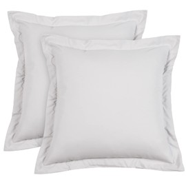 PHF Euro Sham Covers 26 x 26 Inch, Set of 2 Washed Microfiber Euro Pillow Covers, Wrinkle & Fade Resistant Square Cushion Covers European Pillow Shams(26"x26", Light Grey)