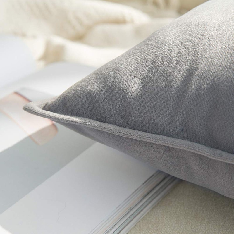 Miulee Set of 2 Velvet Cushion Covers, Flange, Wrapped Edge