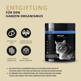Peticare Detox Entgiftung Pulver für Katzen | Reinigende Formel unterstützt Leber & Nieren, fördert Verdauung & Immunsystem | mit Mariendistel, MSM | natürliches Ergänzungsfutter | petCat Health 3604