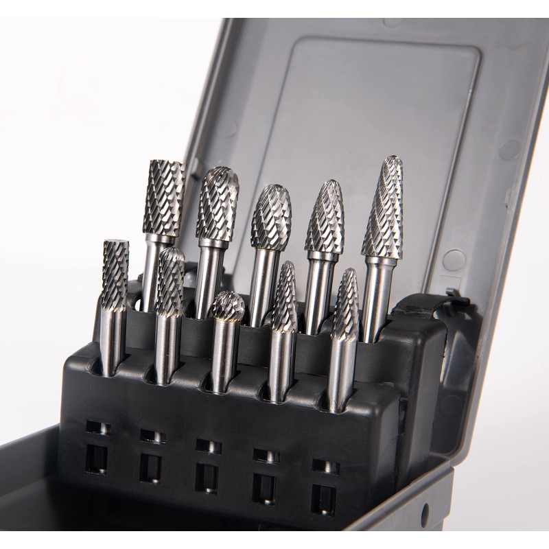 YUFUTOL Carbide Burrs Set 10pcs Double Cut Solid Carbide Rotary