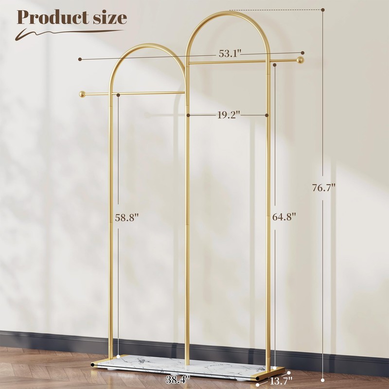 Raybee 76.7" H Gold Clothing Rack for Small Space, Modern