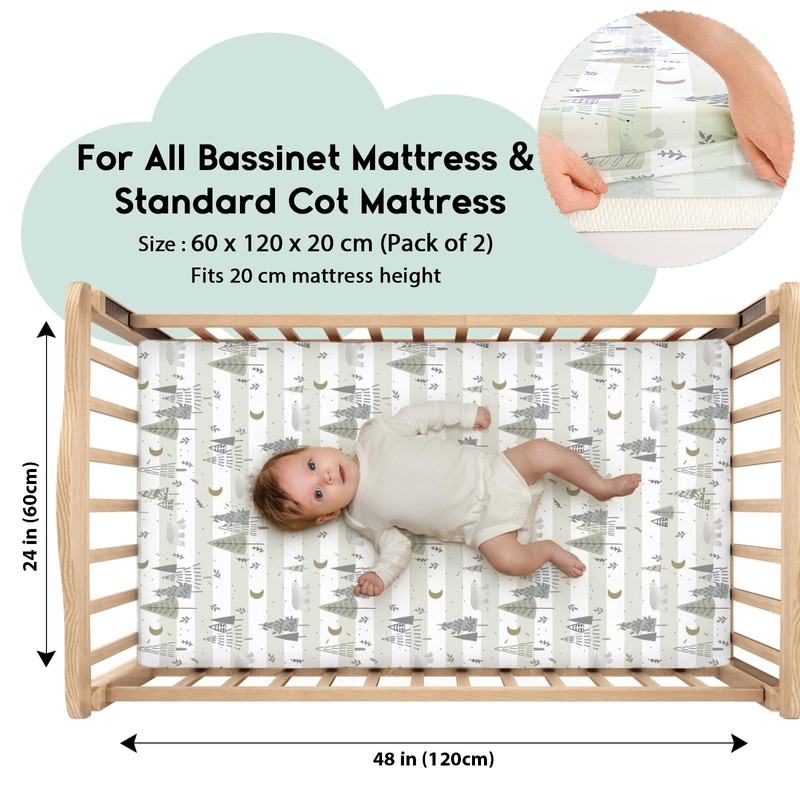 Yoofoss Pack of 2 Baby Fitted Sheets 60 x 120