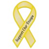 Ribbon Shaped Yellow Military Magnet - Support Our Troops -