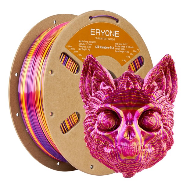ERYONE Silk Twist Rainbow 3D Printer PLA Filament 1.75 +/-0.03mm,