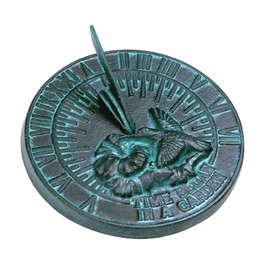 Rome 2532 Hummingbird Sundial, Cast Iron with Verdigris Finish, 7.5-Inch Diameter