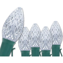 Wintergreen Lighting C7 Opticore Commercial Christmas Lights – Christmas String Lights, Outdoor Christmas Holiday Lights – Brightest LED Christmas Lights; Green Wire (50 Lights, 50 ft, Cool White)