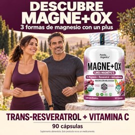 Magnesio Complex con Resveratrol, Glicinato, Gluconato y Citrato de Magnesio, Vitamina C, 90 Cápsulas, Suplemento Alimenticio para Hombres y Mujeres A