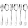 Haskoss Stainless Steel Child Safety Cutlery Bear Kids Spoon and Fork Set Infant Supplies Metal Cutlery Set Dishwasher Safe Service for 2