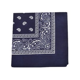 Novelty Bandanas Paisley Cotton Bandanas (Navy Blue, 22 X 22 in)