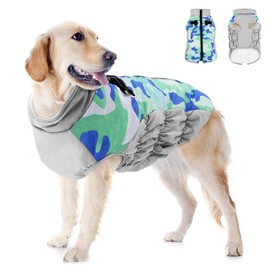 Lesucci Chaleco para Perro, Chaqueta Térmica de Invierno para Perro Pequeño, Impermeable y Resistente al Viento, Chaleco para Perro para Clima Frío, Camuflaje Azul, Pequeño