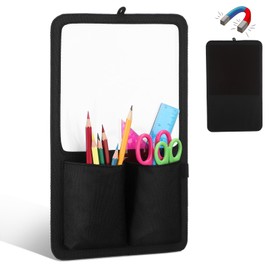 Briwooody Locker Accessories Kits 7.8 x 12.6 Inch Magnetic Whiteboard with Holder Bag Locker Organizer Supplies Back to School Essentials for Girl School Cabinet Refrigerator Office(Black)