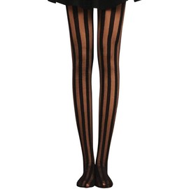 Women Vertical striped black stockings Sheer Stockings Leggings (AU, Alpha, One Size, Regular, Regular, Black)