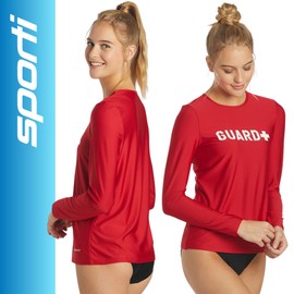 Sporti Guard Women's L/S UPF 50+ Comfort Fit Rashguard - Red - Large