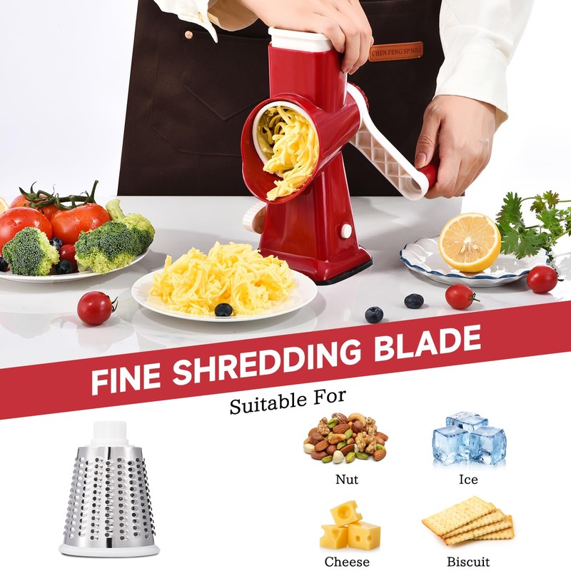 Rotary Cheese Grater with Handle Kitchen Shredder Slicer Grater Slicer