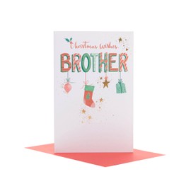 UK Greetings Christmas Card for Brother - Hanging Ornaments Design