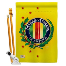 Breeze Decor HS108235-BO Vietnam Veteran Americana Military Decorative Vertical, House Flag Set 28"x 40" w/Flagpole, Multi-Color
