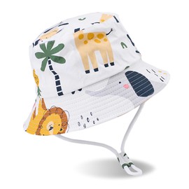 Baby Sun Hat, Toddler Sun Hat, Baby Hat, Animal Themed Design, Superior UPF50 Sun Protection, Ideal for 6 Months to 2 Years, Summer Hat for UK Kids (UK, Alpha, One Size, White)