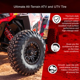 Tusk Terrabite 27x9-12 Radial Tire for UTV/ATV, Medium/Hard Terrain, Heavy Duty 8-Ply Rated Construction, Reinforced Sidewall Tread Armor, Durable Off-Road Performance