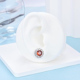 MASOP Ohrstecker Runde Blumen Zirkonia Rot Ohrringe Stecker mit AAA Zirkonia 12mm Damen Frauen Mädchen