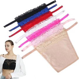 Metyou 7Pcs Women Lace Clip-on Mock Camisole Bra Insert Overlay Modesty Panel