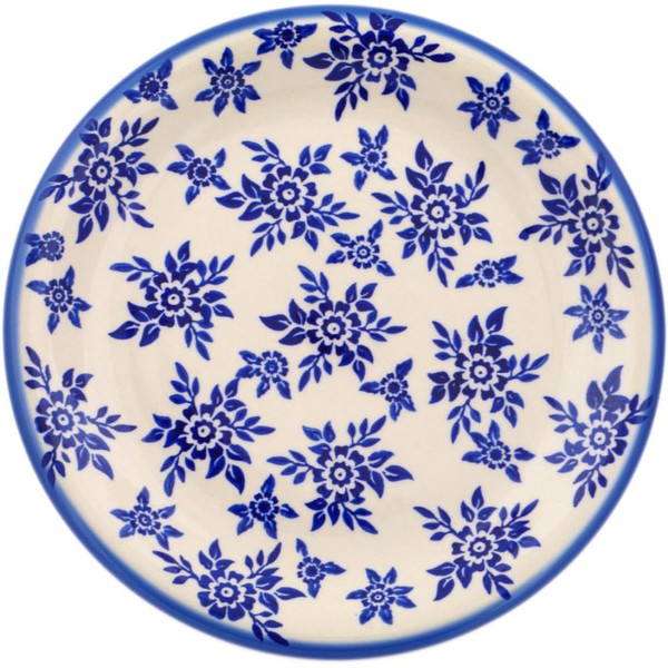Authentic Polish Pottery Lunch Plate in Cobalt Bursts Design Handmade