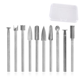 10 Pcs Wood Carving Drill Bits Set Compatible with Dremel & Rotary Tools, 1/8 in Shank Wood Carving Accessories for Woodworking Drilling Engraving Micro Sculpture DIY Crafts Supplies
