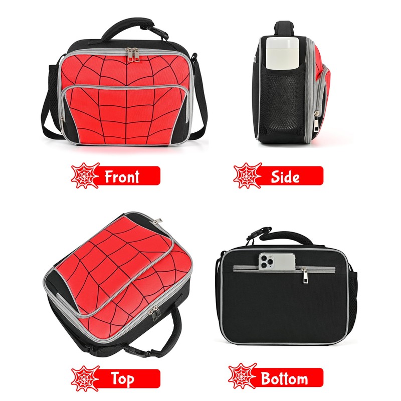 Kids Lunch Box Boys Spider Lunch Bag School Insulated Lunchbox
